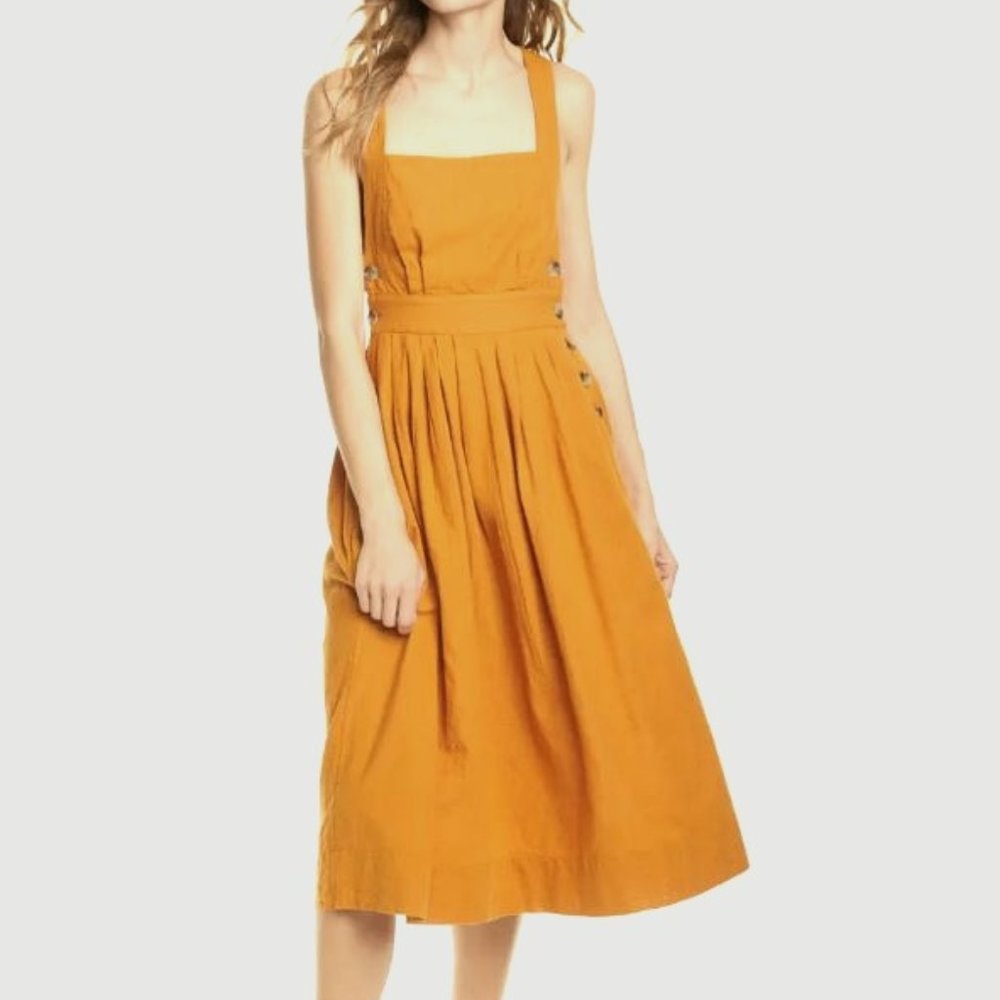 Free People Lula Midi Dress, Gold, 4